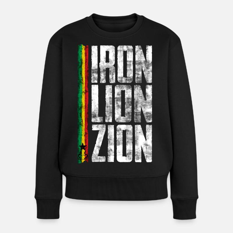 Iron Lion Rastafari Design - Frauen Premium Bio Pullover - Schwarz
