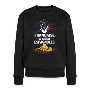 Française de racines espagnoles - Pull Premium bio Femme - noir - Devant - Julia (174cm)