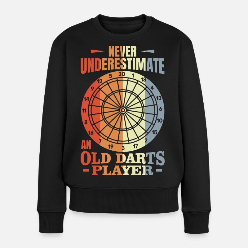Dartspieler Opa - Frauen Premium Bio Pullover - Schwarz