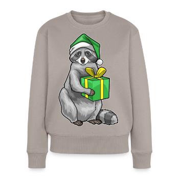 Raccoon Christmas Package - Women's Premium Organic Jumper - taupe - Front - Julia (174cm)