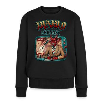 Diablo-Kanal - Frauen Premium Bio Pullover - Schwarz - Vorne - Julia (174cm)