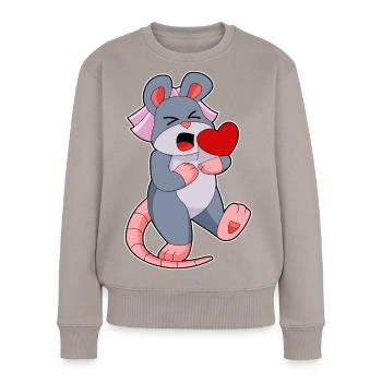 Maus Braut Schleier Hochzeit - Frauen Premium Bio Pullover - Taupe - Vorne - Julia (174cm)