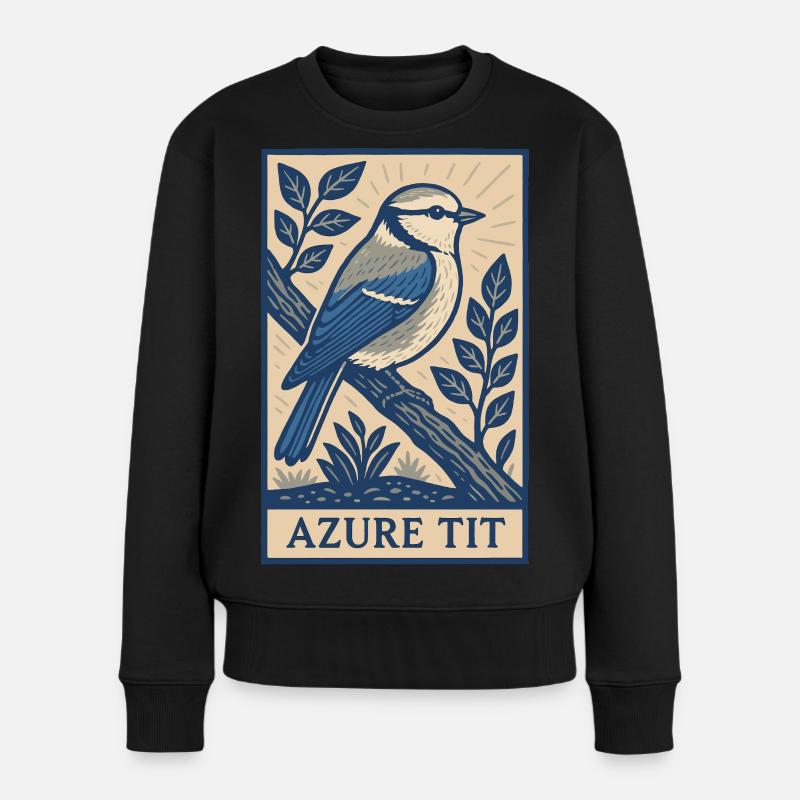 Retro Azure Tit Bird Poster for Birders & Nature L - Frauen Premium Bio Pullover - Schwarz