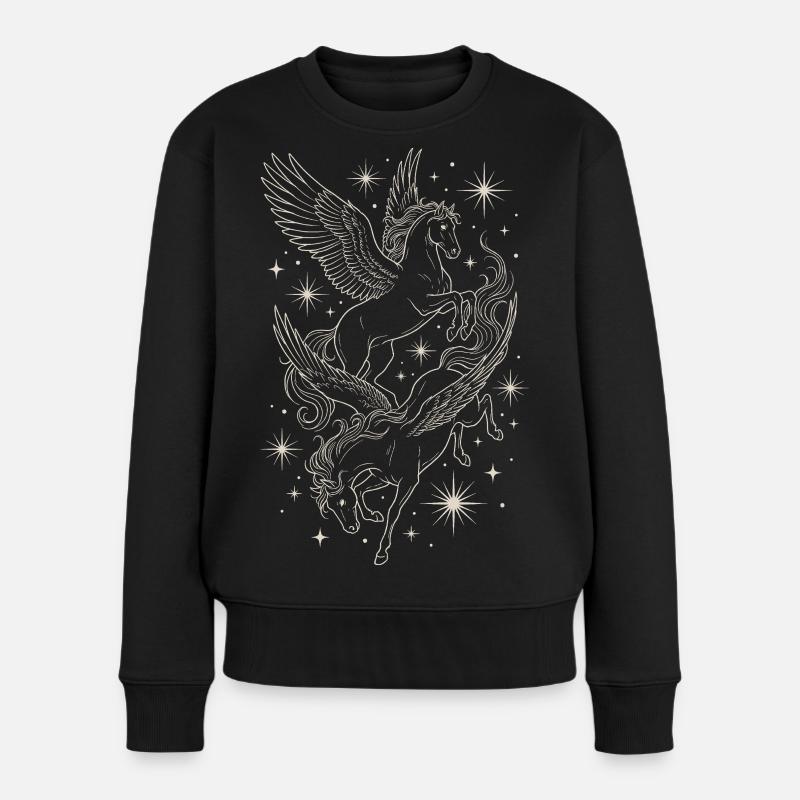 Two Celestial Pegasus Horses Between Stars - Women's Premium Organic Jumper - black