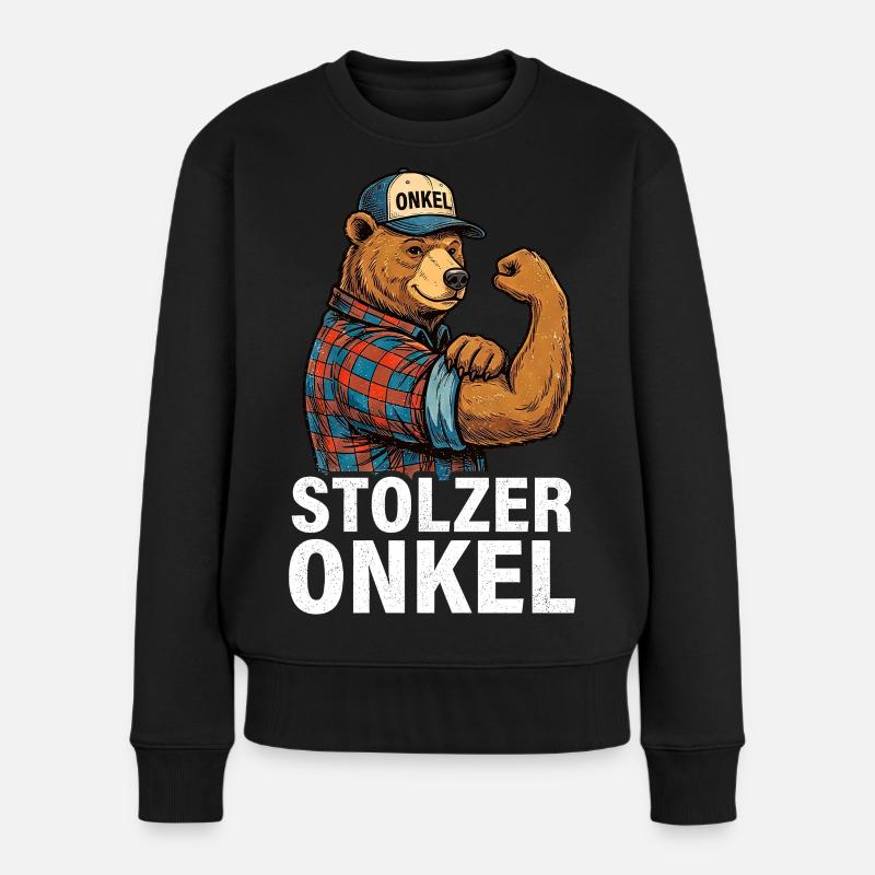 Stolzer Onkel Bär - Frauen Premium Bio Pullover - Schwarz