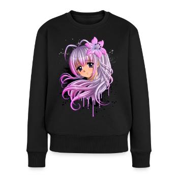 Nettes Anime Girl - Frauen Premium Bio Pullover - Schwarz - Vorne - Julia (174cm)