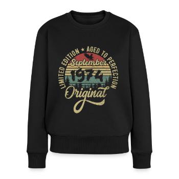 51. Geburtstag September 1974 - 51 Jahre alt - Frauen Premium Bio Pullover - Schwarz - Vorne - Julia (174cm)