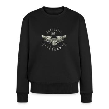 authentic legend 1961 Geburtstag, Geburtsjahr - Frauen Premium Bio Pullover - Schwarz - Vorne - Julia (174cm)
