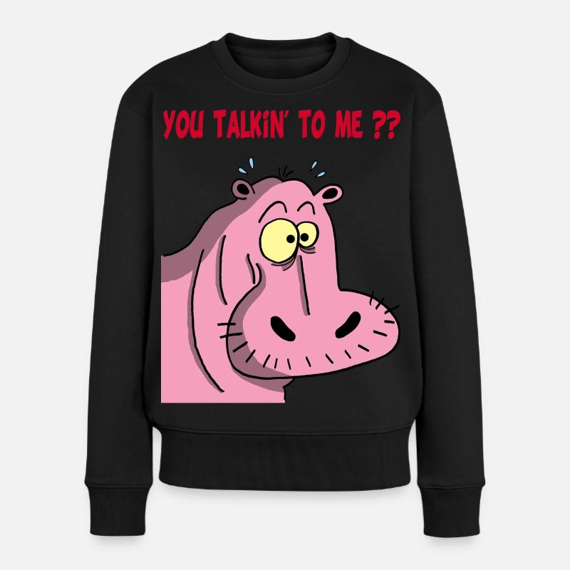 Hippopotame rose - Pull Premium bio Femme - noir