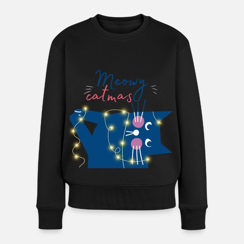 Merry christmas. Merry catmas. Merry xmas. - Frauen Premium Bio Pullover - Schwarz