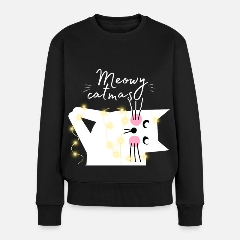 Merry christmas. Merry catmas. Merry xmas. - Frauen Premium Bio Pullover - Schwarz