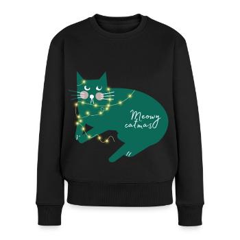 Joyeux Noël. Joyeux catmas. Joyeux Noël. - Pull Premium bio Femme - noir - Devant - Julia (174cm)