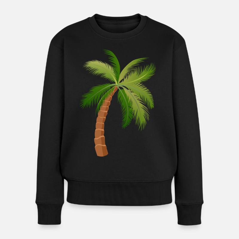 Palme Baum Palmen 1 - Frauen Premium Bio Pullover - Schwarz
