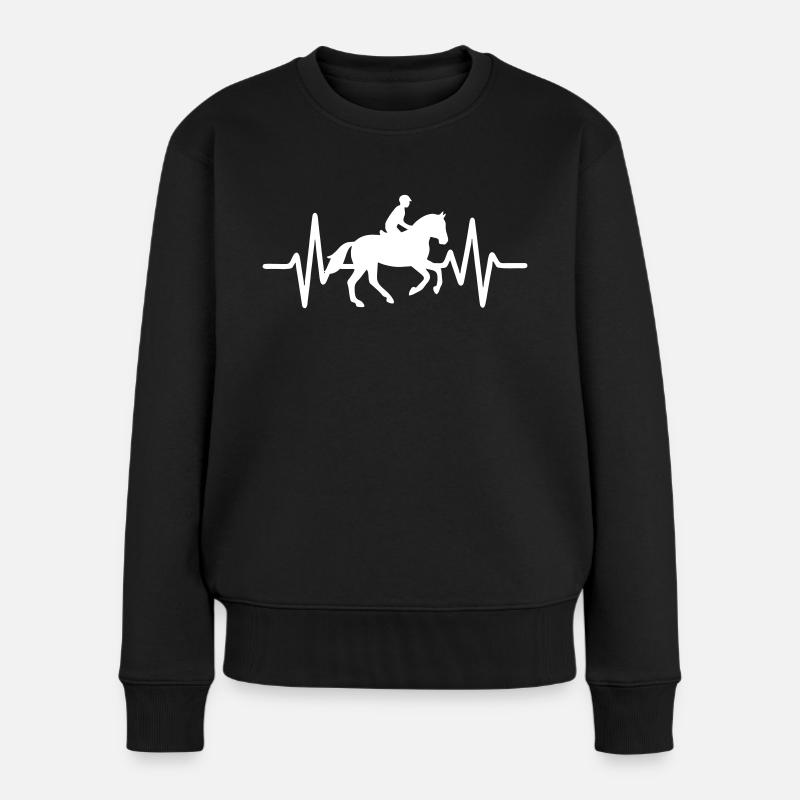 Herzschlag Reiten - Frauen Premium Bio Pullover - Schwarz
