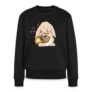 Mignon joueur de cor Français Kawaii Rabbit - Pull Premium bio Femme - noir - Devant - Julia (174cm)
