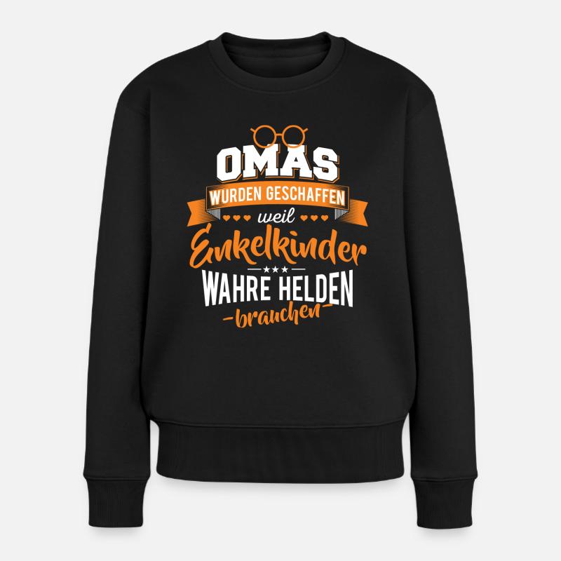 Oma Enkelkinder Helden - Frauen Premium Bio Pullover - Schwarz