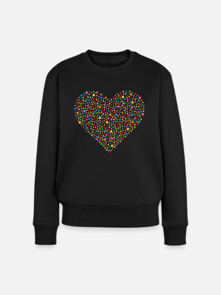 Konfetti Herz - Frauen Premium Bio Pullover - Schwarz