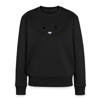 Cartoon Katzengesicht - Katze - Comic - Frauen Premium Bio Pullover - Schwarz - Vorne - Julia (174cm)