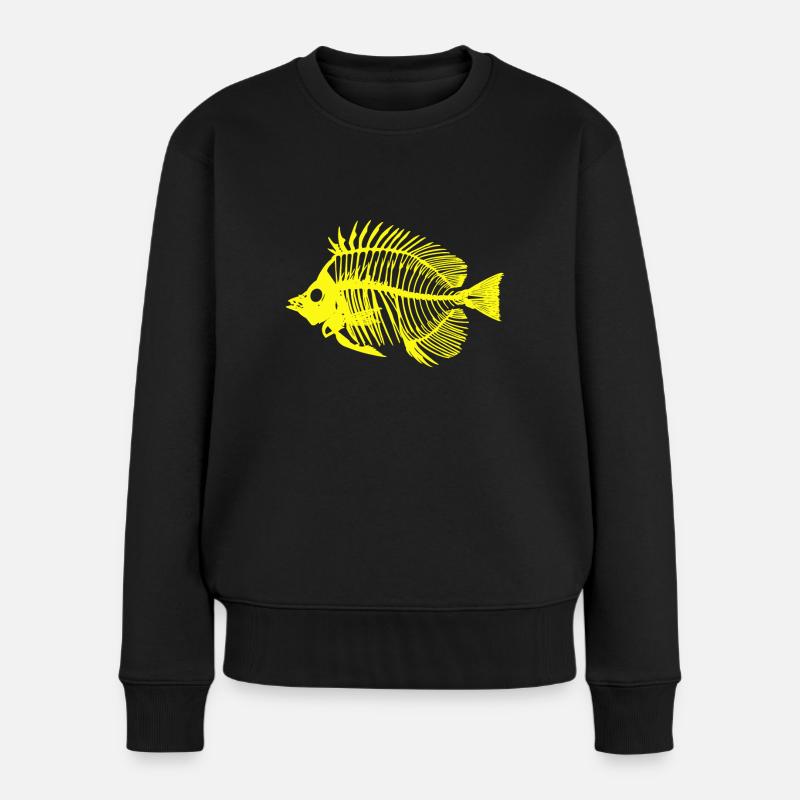 Poisson jaune fluo - Pull Premium bio Femme - noir