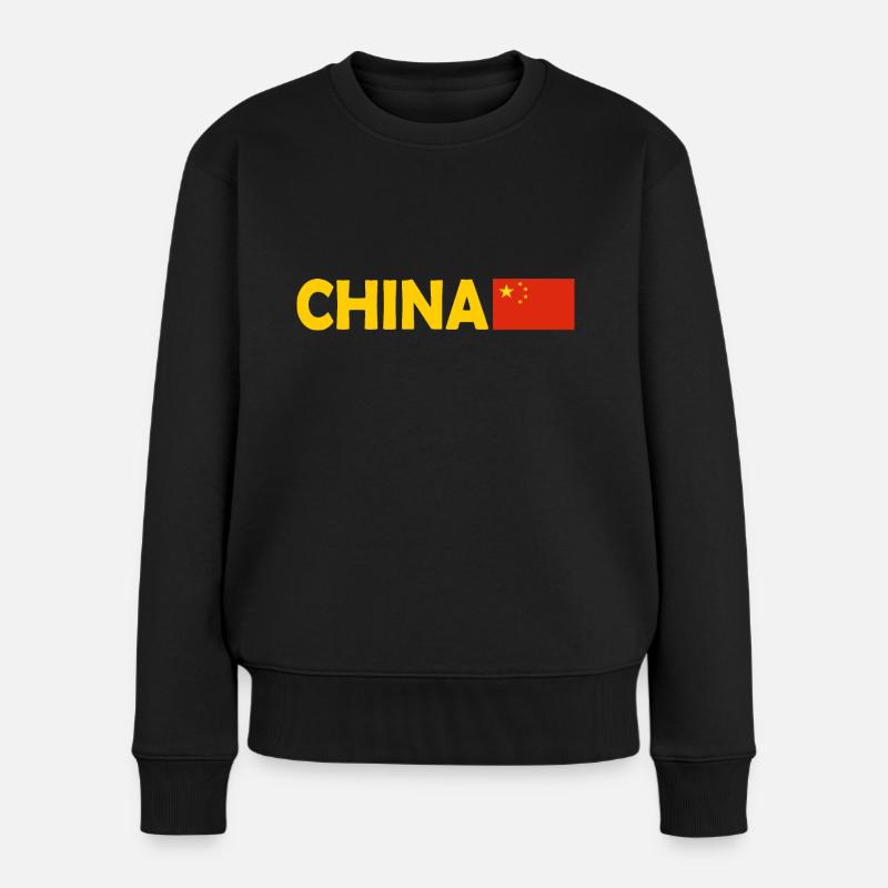 China - Frauen Premium Bio Pullover - Schwarz