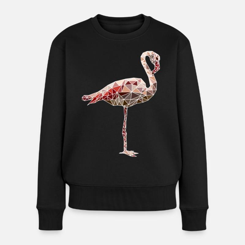 Flamingo Polygon Mosaik pink rosa - Frauen Premium Bio Pullover - Schwarz