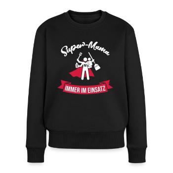 Super-Mama Immer im Einsatz Geschenk für Mütter - Frauen Premium Bio Pullover - Schwarz - Vorne - Julia (174cm)