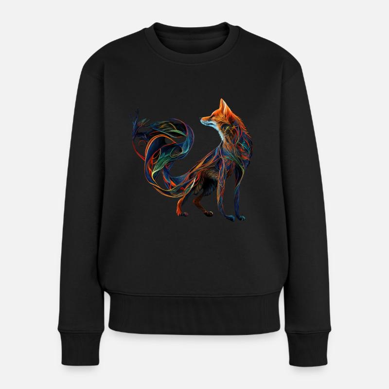 Fuchs Fuchsmotiv Tiere Geschenk Kunst Tiermotiv - Frauen Premium Bio Pullover - Schwarz