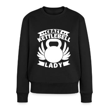 Gym Junkies Crazy Kettlebell Lady Calisthenics - Women's Premium Organic Jumper - black - Front - Julia (174cm)