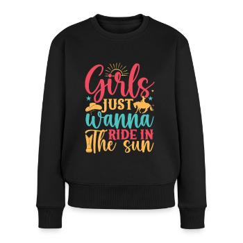 Hobby Horse Rider Girls Just Wanna Ride - Frauen Premium Bio Pullover - Schwarz - Vorne - Julia (174cm)