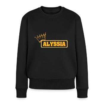 Geschenkidee für Alyssia Name Vorname - Frauen Premium Bio Pullover - Schwarz - Vorne - Julia (174cm)