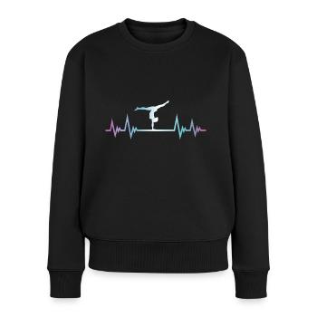 Gymnastics, Gymnast, Pulse ECG, Heartbeat - Women's Premium Organic Jumper - black - Front - Julia (174cm)