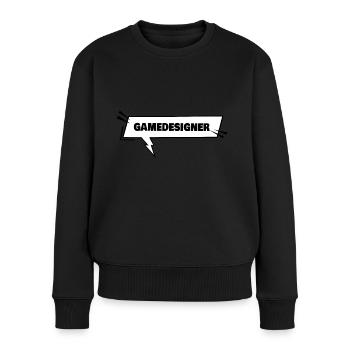 Gamedesigner als Bildung - Frauen Premium Bio Pullover - Schwarz - Vorne - Julia (174cm)