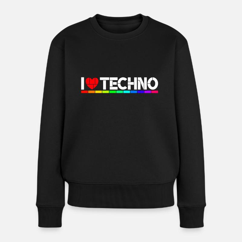 I love Techno - Pull Premium bio Femme - noir