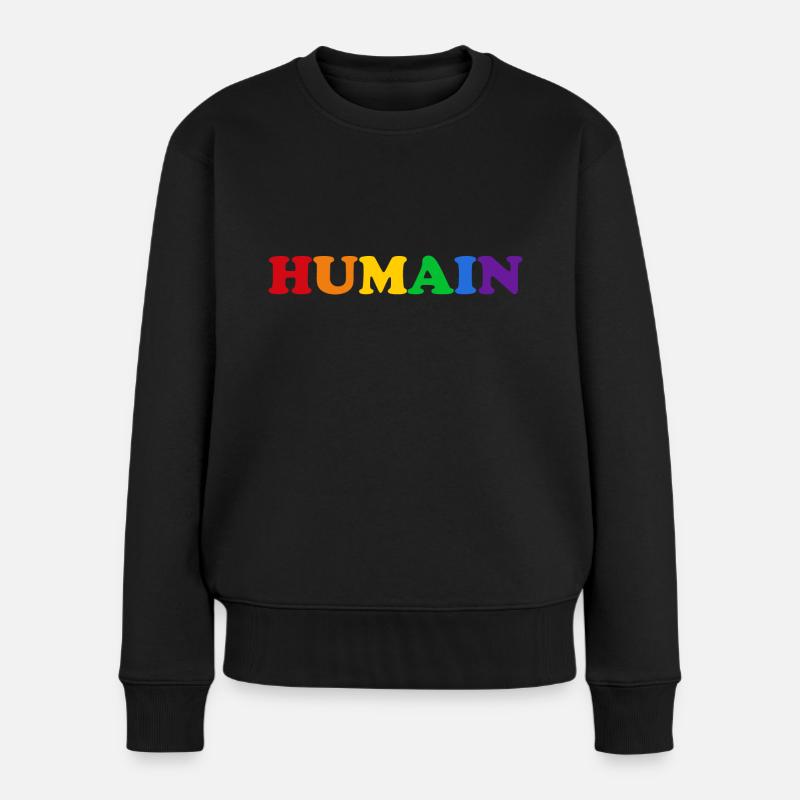 Humain - Drapeau LGBT - Pull Premium bio Femme - noir