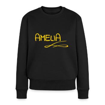 Amelia - Frauen Premium Bio Pullover - Schwarz - Vorne - Julia (174cm)