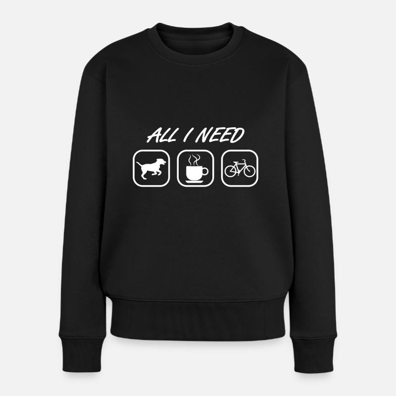 Hund Fahrrad Kaffee - Frauen Premium Bio Pullover - Schwarz