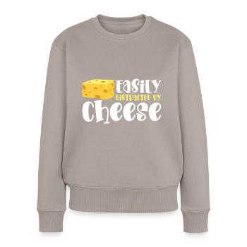 Käse Foodie Käserei - Frauen Premium Bio Pullover - Taupe - Vorne - Julia (174cm)