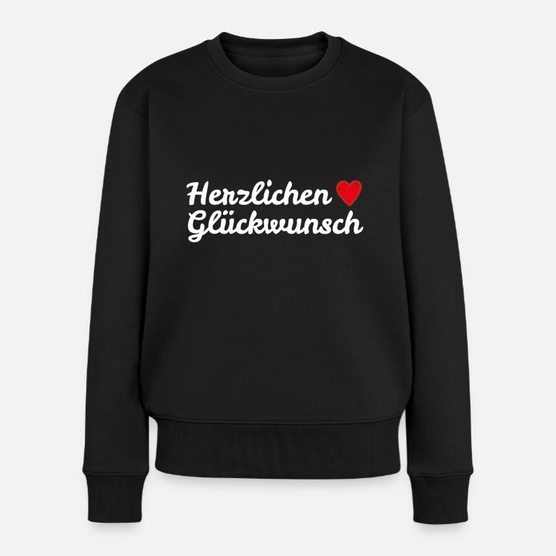 Herzlichen Glückwunsch Geburtstagsgruß - Frauen Premium Bio Pullover - Schwarz