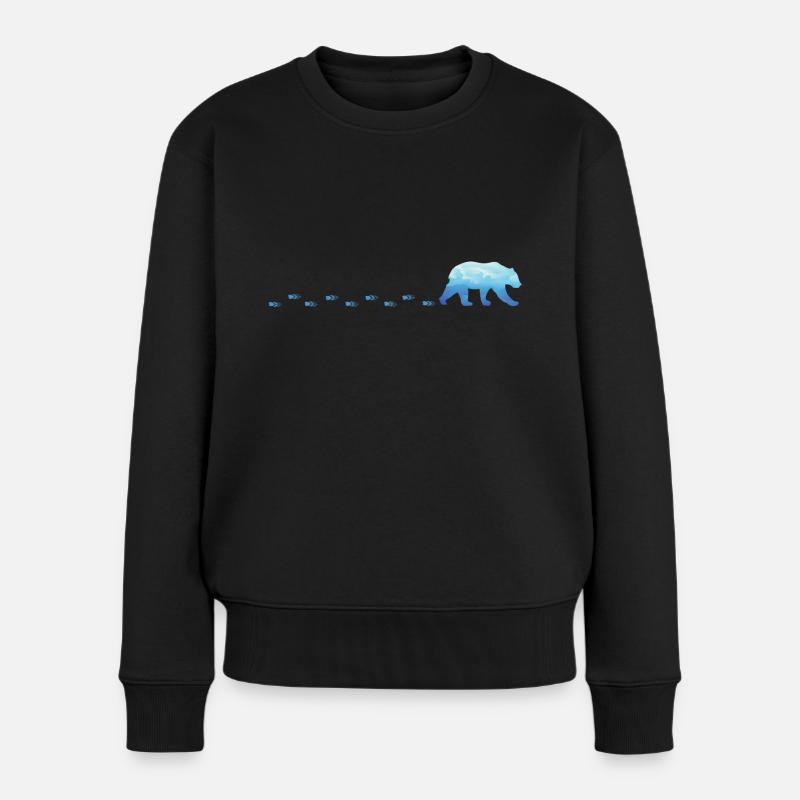 Laufender Eisbär - Frauen Premium Bio Pullover - Schwarz
