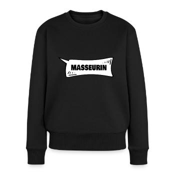 Masseurin als Sprechblase - Frauen Premium Bio Pullover - Schwarz - Vorne - Julia (174cm)