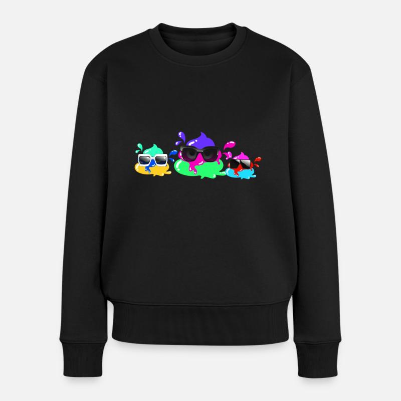 Merde colorée, merde, famille, lunettes de soleil - Pull Premium bio Femme - noir