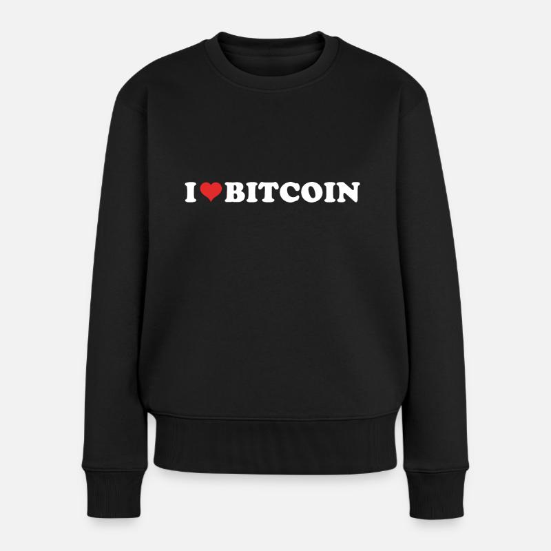I Love Bitcoin - Ich Liebe Bitcoin - Frauen Premium Bio Pullover - Schwarz