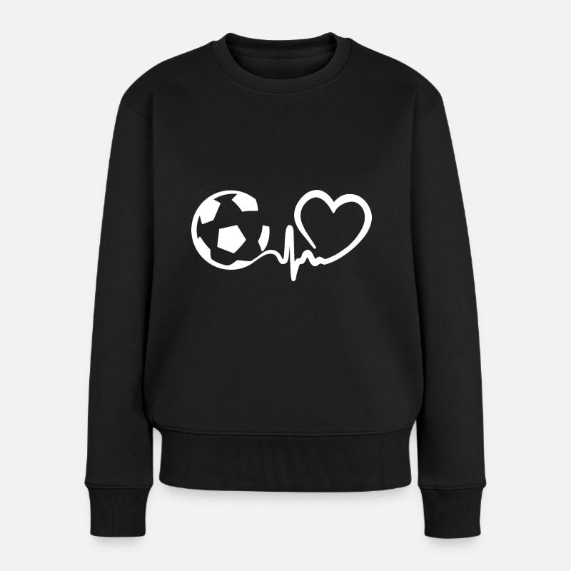 Fußball Herzschlag - Frauen Premium Bio Pullover - Schwarz
