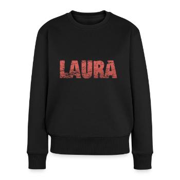 Laura - Frauen Premium Bio Pullover - Schwarz - Vorne - Julia (174cm)