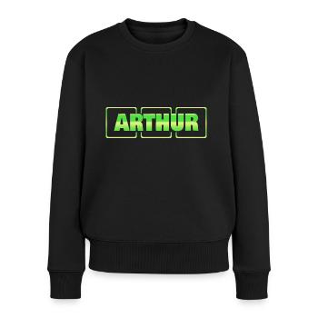 Geschenkidee Arthur - Frauen Premium Bio Pullover - Schwarz - Vorne - Julia (174cm)