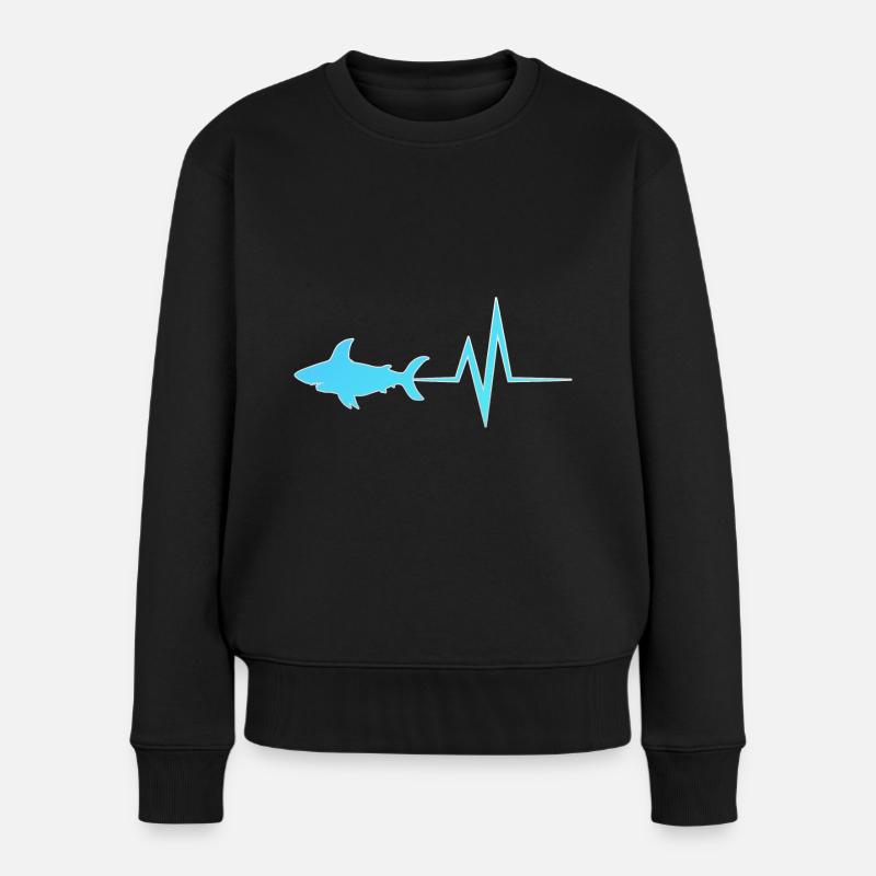 EKG Hai / Hai - Frauen Premium Bio Pullover - Schwarz