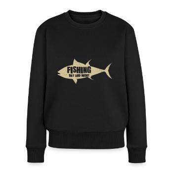 Pêcheur à la ligne Pêche de jour et de nuit Pêcheurs - Pull Premium bio Femme - noir - Devant - Julia (174cm)