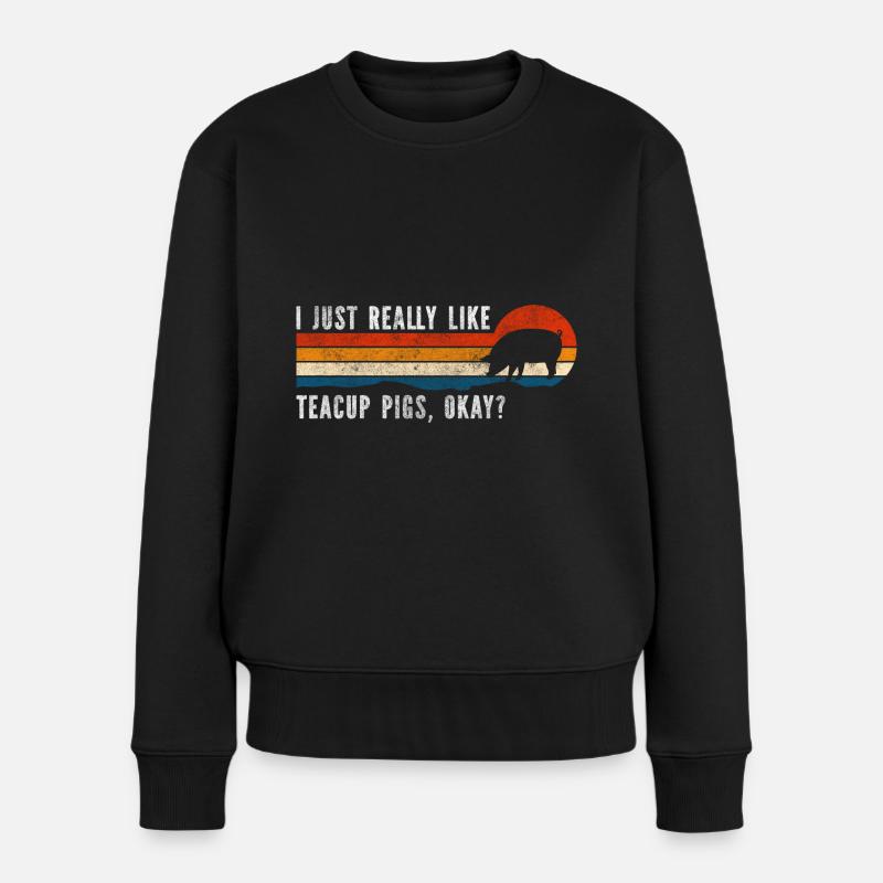 Tasse de thé Cochon à queue bouclée - Pull Premium bio Femme - noir
