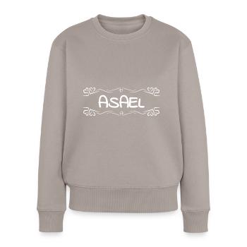 Nom : Asael - Pull Premium bio Femme - taupe - Devant - Julia (174cm)