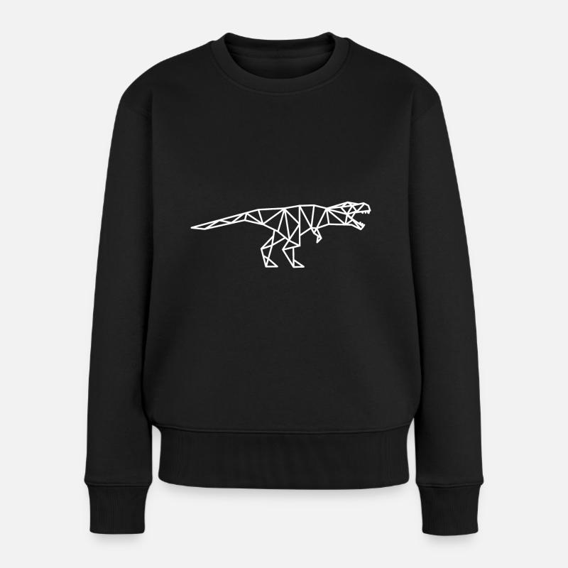 T Rex Geometrisch Linien - Frauen Premium Bio Pullover - Schwarz